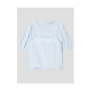 에잇세컨즈 8SECONDS 반소매 쉬어 블라우스 스카이 블루 1695568