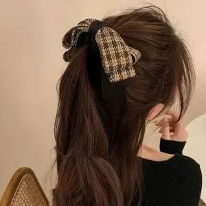 [하프클럽/셀러허브_여성트랜드패션]여성 체크매력 올림머리 캐주얼 바나