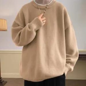 남성 루즈핏 드롭숄더 라운드넥 두꺼운 니트