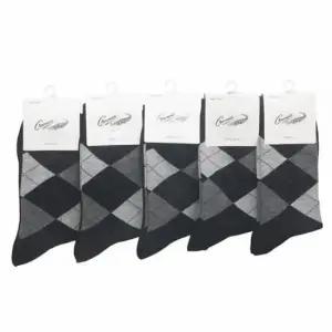 [패션] 크로커다일 남성 아가일 정장 양말 블랙 5켤레 패션 캐주얼 슈트 슬랙스 장목양말
