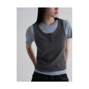 에잇세컨즈 반팔티셔츠 골지 나시 레이어드 반소매 티셔츠 스카이 블루 1695365