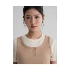 에잇세컨즈 반팔티셔츠 골지 나시 레이어드 반소매 티셔츠 아이보리 1695366