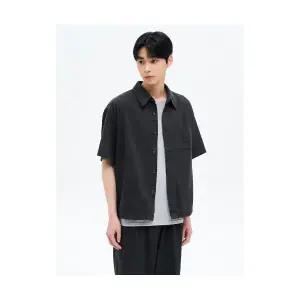 에잇세컨즈 8SECONDS 리넨라이크 코튼 트윌 반소매 셔츠 애쉬 1695629