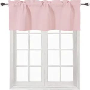 윈도우 거실/지하실용 주방 막대 포켓 밸런스 커튼용 DWCN 36 x 16 인치 길이 패널 1 개 블러쉬 핑크