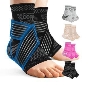 남성 여성용 DRNAITY 구리 발목 보호대 아킬레스건염 위한 조절 가능한 지지 압박 슬리브 1쌍 일상적인 사용 블랙