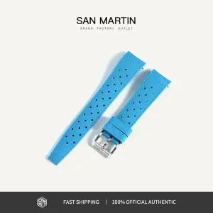 호환  산 마틴 시계 밴드 19mm 20mm 21mm 곡선 끝 트로픽 불소 고무 여름 수영 FKM 스트랩 방수 SN0144