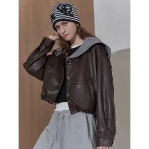 니트 빅카라 페이크 레더 볼륨 자켓 MN03JK070HJY1208226