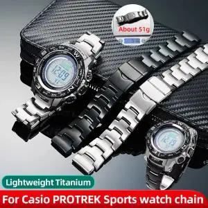 호환  카시오 PROTREK 시리즈 PRW-2000T2500350050005100PRG-260 PRG-270 용 18mm 티타늄 합금 스트랩 남성