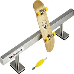 WDTMEEZU 32mm 우드 베어링 휠 핑거보드 및 10인치 길이의 금속 플랫 레일 조합 패키지