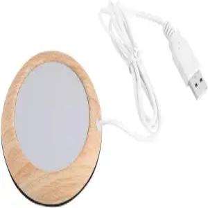 책상용 USB 컵 워머 코스터 커피 머그 난방 패드 데스크톱 우드 그레인 열음료 매트 티 히터 패드(밝은