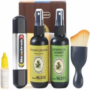 메오크트워 기타 클리닝 키트 프렛보드 레몬 오일 폴리시 및 케어 스트링 클리너 도구 브러시 프렛 천 수명