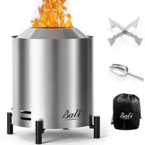 발리 아웃도어 6.5인치 테이블탑 파이어 피트 원형 스테인리스 테이블 탑 소형 야외 무연 휴대용