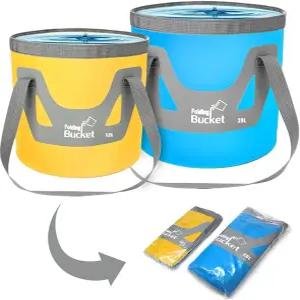 낚시 캠핑 하이킹 세차 등을 위한 초경량 야외 분지통 업그레이드된 손잡이 5갤런 휴대용 접이식 버킷(블루