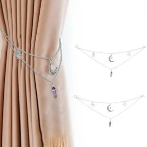 슈퍼피딩 2팩 장식 커튼 홀드백 합금 펜던트 타이백 클립과 토글 클래스프 문 및 자수정 창문 드레이퍼