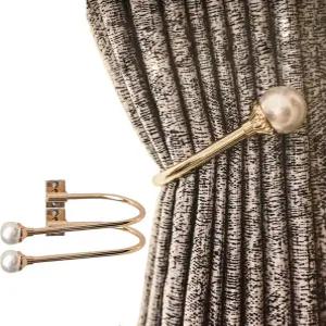 INUSO 업그레이드된 조절 가능한 골드 커튼 홀드백 2팩 - 무거운 커튼을 위한 강력한 그립감 유연성 및