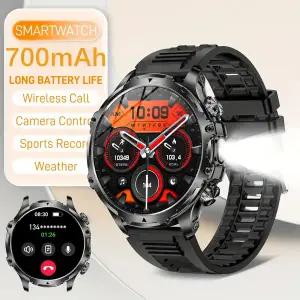 호환  LIGE 스마트 시계 1.9 AMOLED 스크린 손전등 야외 방수 Smartwatch AI 음성 BT 통화 혈액 산소 700mA