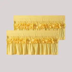 HIG 2팩 브라이트 옐로우 러플 윈도우 밸런스 ？ 창문/목욕실/거실/침실용 수공예 보타이 암막 커튼 농가