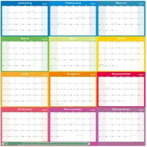 활기찬 포커스 2026년 연간 벽력 - 달력 두꺼운 종이가 있는 및 플래너 1월 12월 X Large 34.7 x 22.8