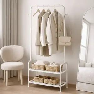 나들이 미니멀라이프 2단 스틸 스탠드 행거 2color / 수납형 선반행거 철제행거 스탠드옷걸이