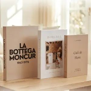 몽쿠르 홈 가짜 장식용 커피 테이블 북 세트 3권 중립 룸 데코 에스테틱 선반 장식 베이지 화이트 어스 톤