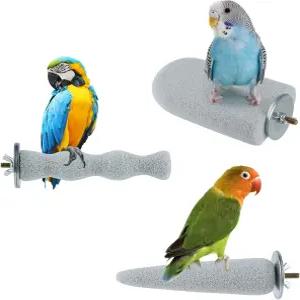 3PCS 새 부리 갈기 돌 천연 부석 앵무새 케이지 농어 스탠드 플랫폼 발 발톱 트리머 장난감 코카티엘