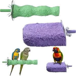 새 부리 갈기 돌 2개 앵무새 케이지 농어 스탠드 플랫폼 발 발톱 소형 새를 위한 트리머 씹는 장난감 버디