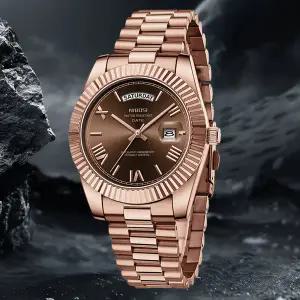 호환  NIBOSI 남성 시계 럭셔리 석영 손목 시계 남성 스테인레스 스틸 방수 달력 비즈니스 남성용