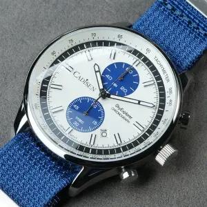 호환  CADISEN 남성 시계 남성용 럭셔리 쿼츠 시계 크로노 그래프 일본 MIYOTA 0S11 남성 선 빛나는 방수