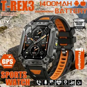 호환  2026년 신형 1400mAh 대용량 배터리 스마트워치 남성용 아웃도어 GPS 손전등 10ATM 방수 블루투스 통