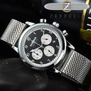 호환   공장 제작 ZEPPELIN 에어쉽 시리즈 스테인레스 스틸 남성용 손목시계 레저 공용 쿼츠 시계