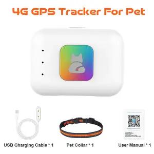 호환  컬러풀 LED 플래시 4G 애완동 추적 목걸이 방수 만보계 칼로리 건강 데이터 추적 기능이 있는 애완동