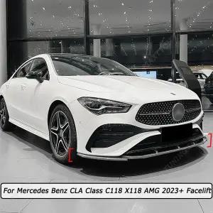 호환  메르세데스 CLA 클래스 C118 X118 AMG 2023  페이스 리프트 글로스 블랙카본 룩 3Pcs 앞 범퍼 립 스