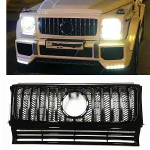 호환  메르세데스 W463 G 클래스 왜건 1990-2017 G63 AMG G550 G500 프론트 그릴 실버 GT R 자동차 상단 범