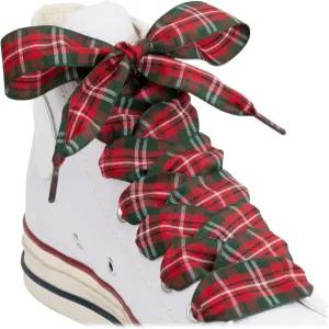 푸잠 2켤레 운동화용 팬시 리본 신발끈 1인치 와이드 플랫 체크 부츠용