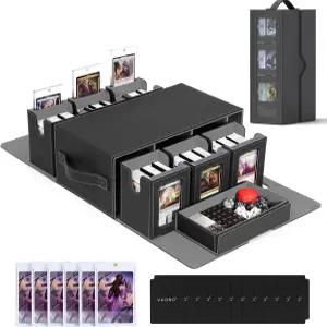 MTG용 UAONO 커맨더 데크 박스 주사위 트레이가 있는 6데크 모듈러 카드 케이스 600개 이상의 이중 소매