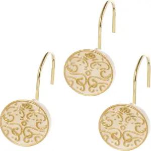 크리에이티브 향 섀넌 장식 샤워 커튼 후크 골드 커튼용 후크가 포함된 12 베이지 세트 견고하게 제작된