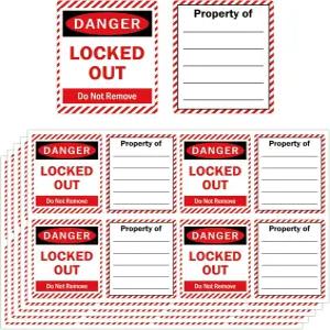 20 잠금 태그아웃 자물쇠 라벨 40개 로또 안전 식별 태그 1.06 x 1.18인치 위험 산업 장비 스티커를