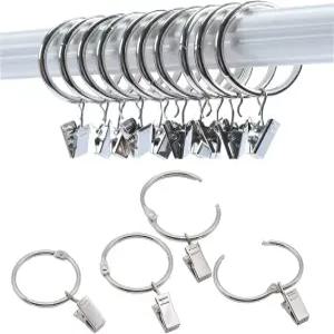 클립이 달린 Kclongvs 40팩 오픈형 커튼 링 금속 행거 드레이퍼 클립 후크 장식용 막대 1.5인치 내경