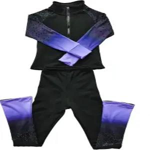 조이캔 피겨 스케이팅 트레이닝 팬츠 재킷 소녀 플리스 반짝이는 컬러 다이아몬드 편안한 따뜻한 운동복