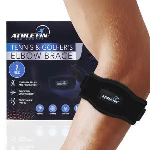 테니스 골퍼 팔꿈치 건염 스포츠 부상 2팩을 위한 Athletin Be Sporty 압박 보조대 지지 스트랩
