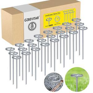 GZBEBITAR 조경용 패브릭 핀, 두꺼운 8 게이지 서클 상단 핀-120개, 6인치 아연 도금 말뚝을 구부리기 쉽지 않으며 U자형 정원 스테이플보다 더 강력한 고정력(120개)