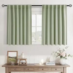 ECIKMPIS 숏 세이지 그린 암막 커튼 욕실/주방/침실용 36인치 길이 단열 티어 작은 창문 방 어두워짐 처리