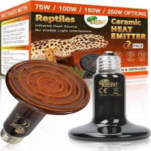 BOEESPAT 고효율 150W 파충류 열 램프 전구 도마뱀 이구아나 수염 용 및 애완동물 바킹용 세라믹 방출기
