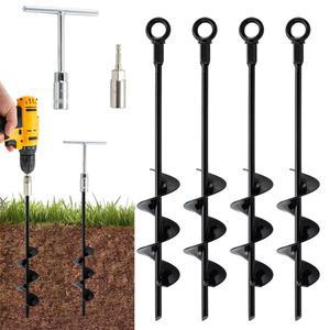 접지 앵커 나사 16인치, 스윙 세트용 헤비 듀티, 트램펄린 말뚝 앵커, 텐트용 헛간 키트, 카포트, 캠핑 저항 강풍, 4팩, 홈 마스터 하드웨어