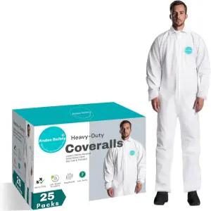 안데스 세이프티 25팩 해즈매트 수트 헤비 듀티 전신 페인트 칼라가 있는 커버롤 비탄성 손목 및 발목