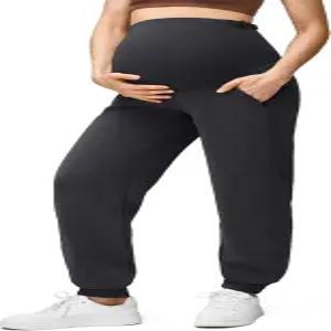 배 위에 주머니가 있는 G4Free 스무트 모달 소프트 조거 팬츠 임신 캐주얼 스웨트
