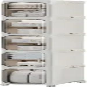 투명한 문과 선반이 있는 라커스몰 5단 높이 좁은 수납장 플라스틱 슬림 욕실 정리함 작은 공간 주방을