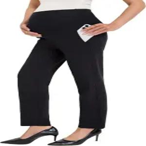 직장용 브라투크 임산부 바지 임신 드레스 신축성 있는 편안한 일자 다리 비즈니스 오피스 슬랙스 주머니