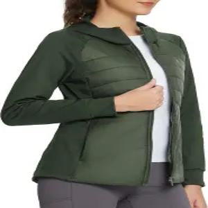 후드가 달린 발레프 여성용 러닝 겨울 재킷 따뜻한 경량 단열 하이브리드 패딩 지퍼 포켓 하이킹 스키