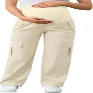앰포시 여성용 임산부 카고 팬츠 6포켓 퀵 드라이 임신 등산 바지